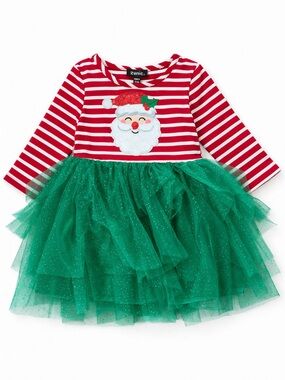 Zunie • NWT Red & Green Santa Stripe Tulle Holiday Dress